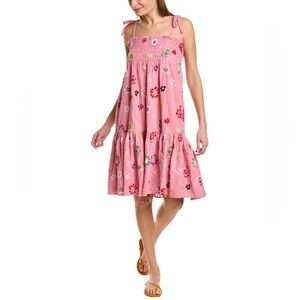 Tanya Taylor Leandra Dress Pink Dahlia Floral Multi Coverup, Size Extra Large XL